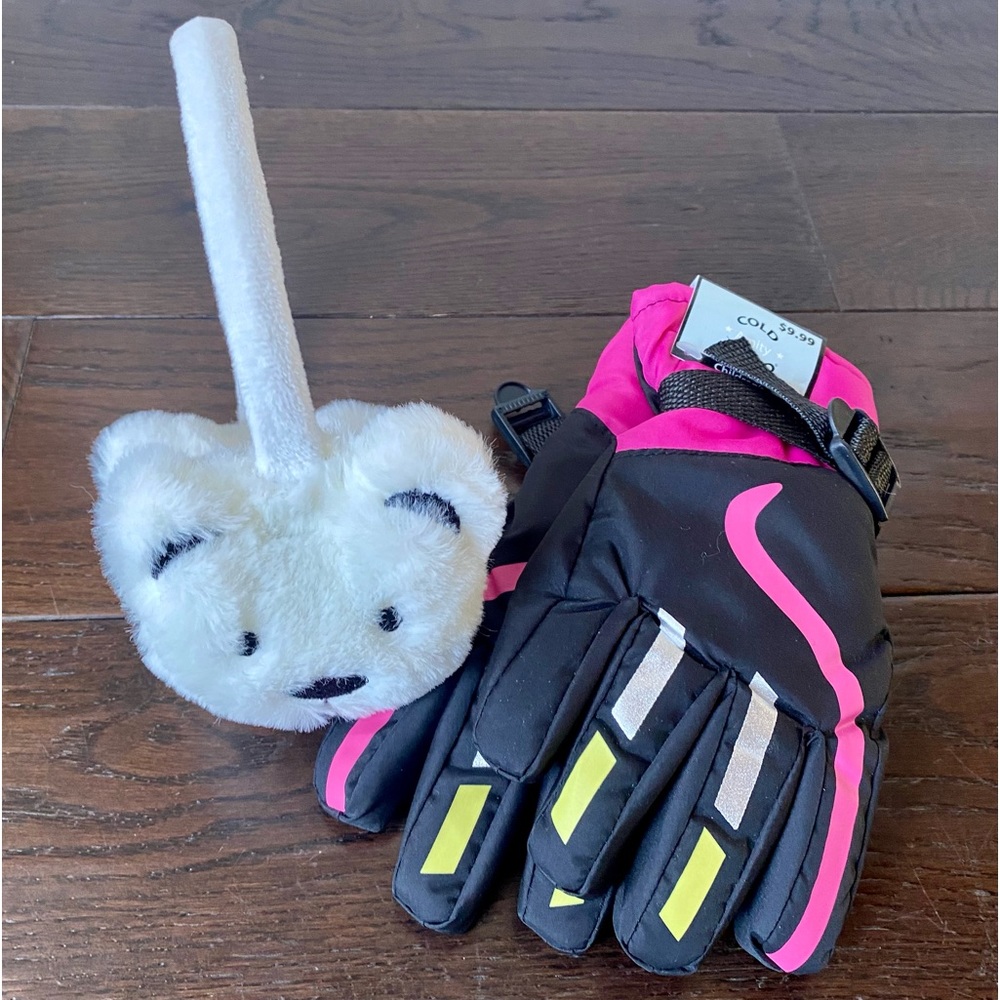 NEW Polar Bear Earmuff & Cold Guard Glove Bundle